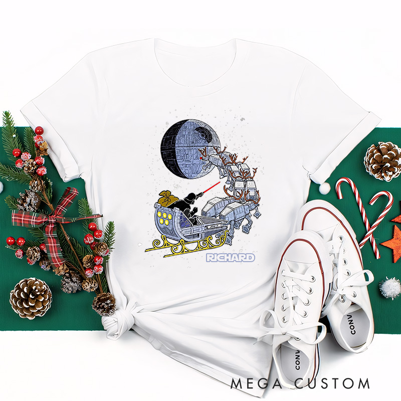 Personalized Star Sled Christmas Classic T-Shirts Galaxy War Film Tshirt Movie Holiday Shirt