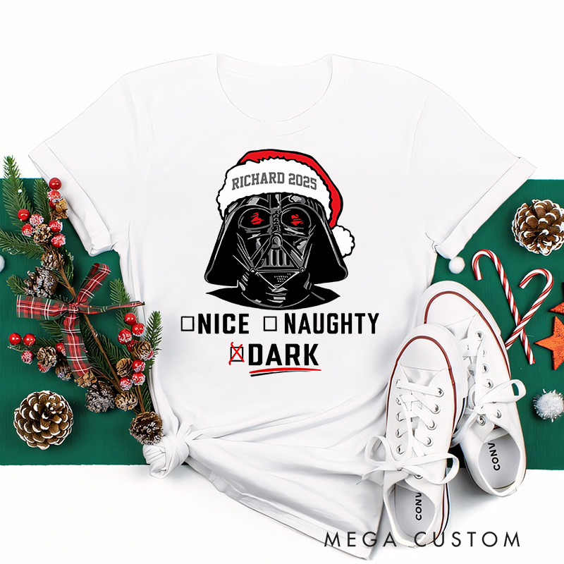 Personalized Being Naughty or Nice Christmas Classic T-Shirts Galaxy War Film Tshirt Movie Holiday Shirt