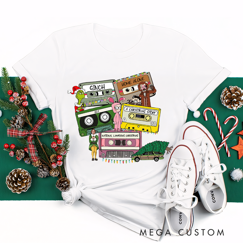 Personalized Classic T-Shirts Christmas Song Name Tapes Tee
