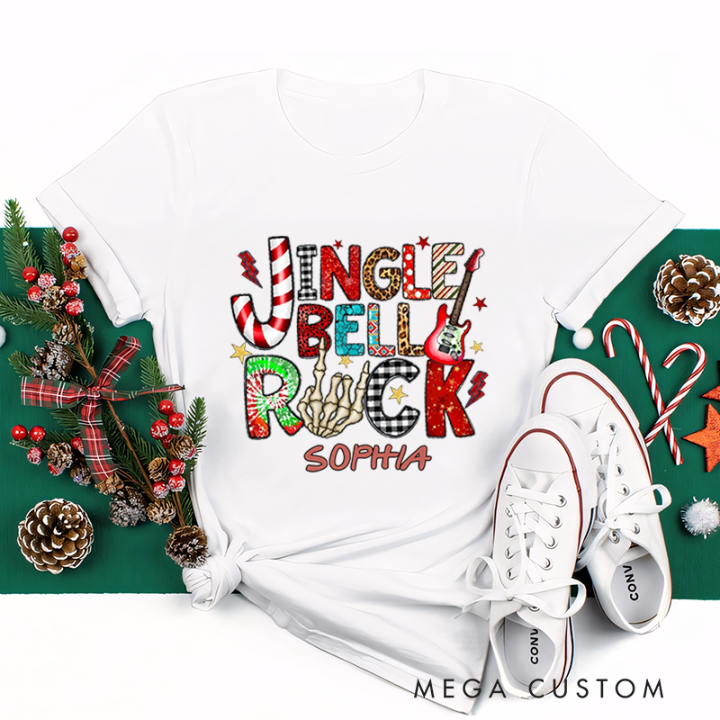Personalized Classic T-Shirts Jingle Bell Rock Tee Christmas Music Lover Gift