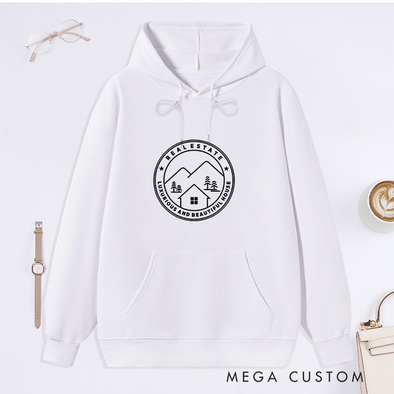 Personalized Hoodie Retro Hoodie Print Custom Text Hoodie Comfortable Christmas Sweatshirt for Housewarming Holiday Gift Real Estate Gifts