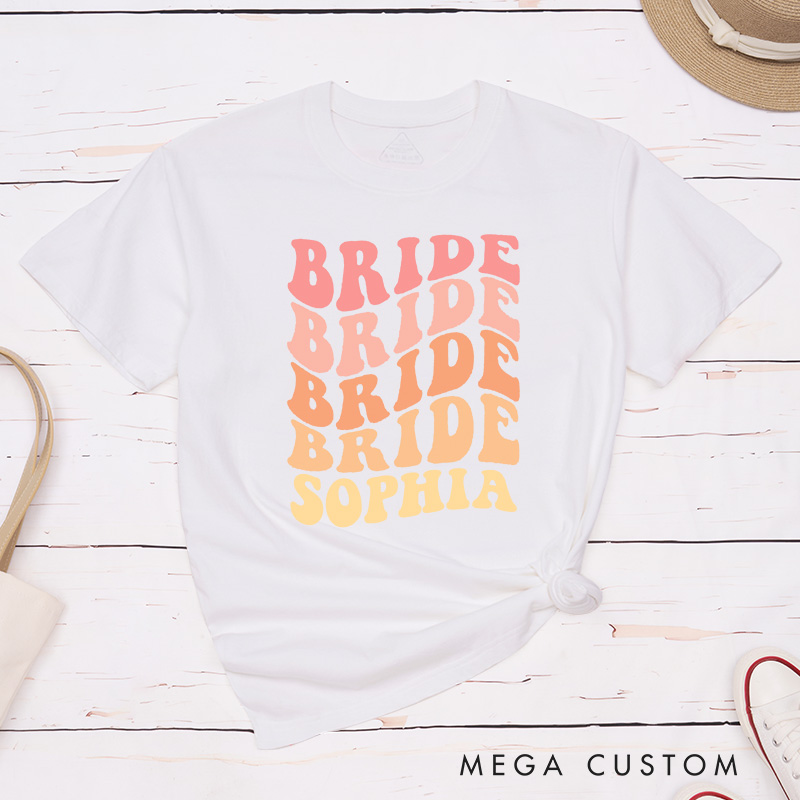 Personalized Colorful Bride Matching T-Shirt Do Crew T-Shirt Wedding Day T-Shirt Bachelorette Party Gift