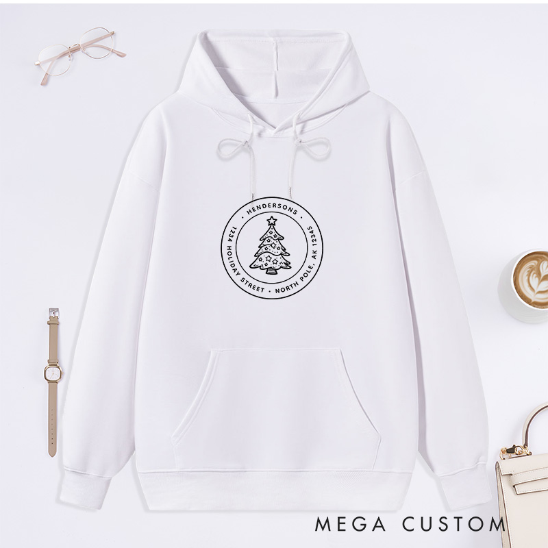 Personalized Hoodie Christmas Tree Design Custom Family Christmas Name Sweatshirt Housewarming Holiday Gift New Home Theme