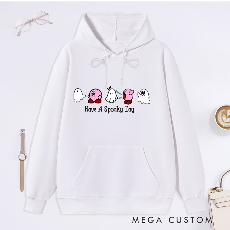 Personalized Hoodie Have a Spooky Day Design Cute Ghost and Character Theme Comfortable Sweatshirt for Housewarming Halloween Gift