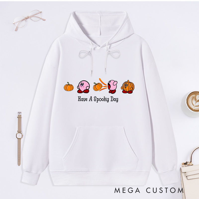 Personalized Hoodie Have a Spooky Day Design Cute Pumpkin and Character Theme Halloween Housewarming Gift Available in Multiple Colors and Sizes