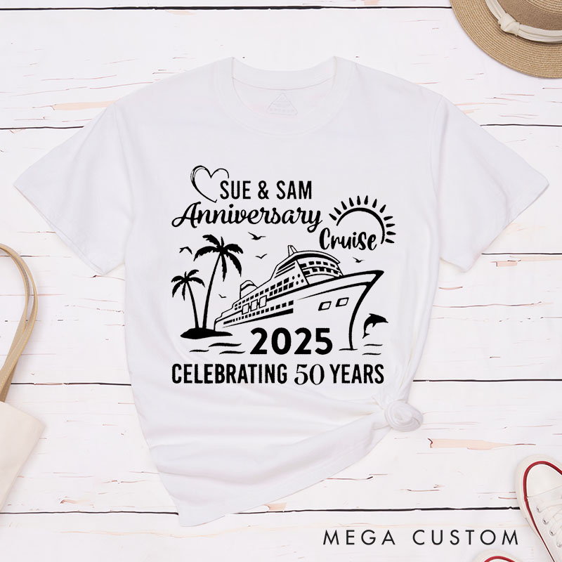Personalized Couple 50th Anniversary T-Shirt Couple Cruise Anniversary Shirts Anniversary Gift T-Shirts for Husband Wife