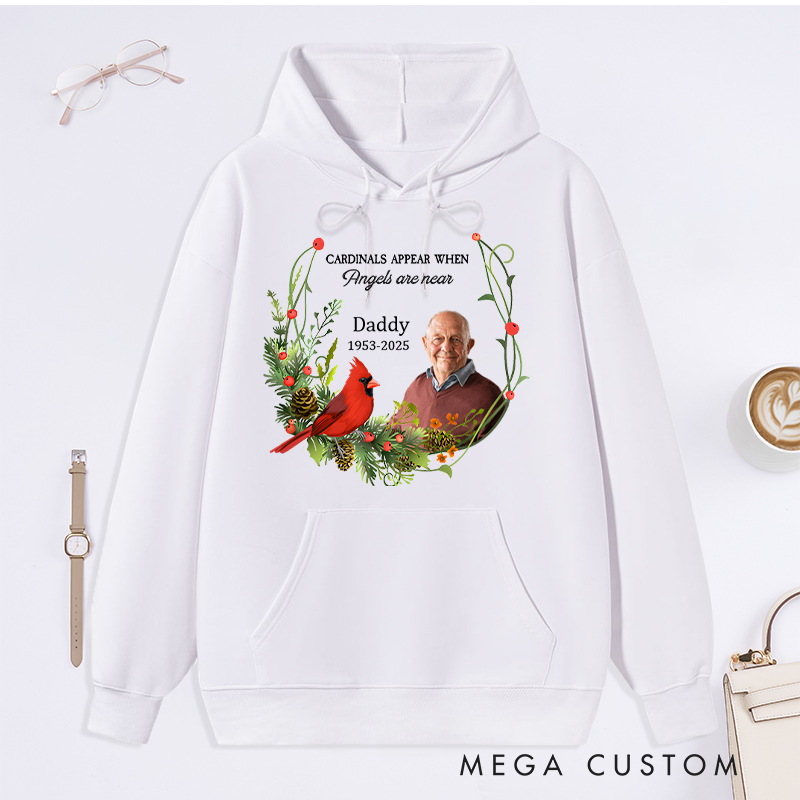 Personalized In Memory Memorial Hoodie Custom Photo Name Year Cardinal Keepsake Gift
