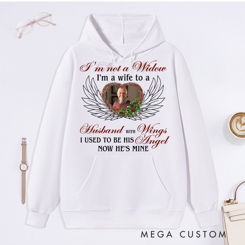 Personalized Memorial Photo Hoodie I'm A Wife To A Husband With Wings Shirt Condolence Gift Sweatshirt 