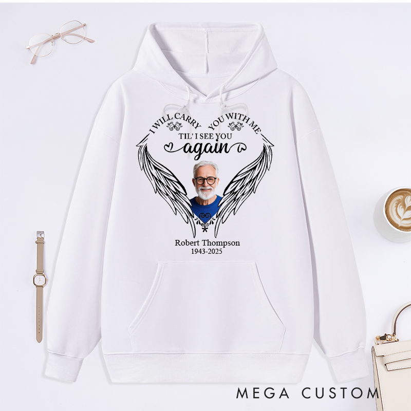 Personalized Memorial Photo Hoodie Remembrance Gift in Loving Memory Sweatshirt Sympathy Gift for Loss of Father Funeral Keepsake
