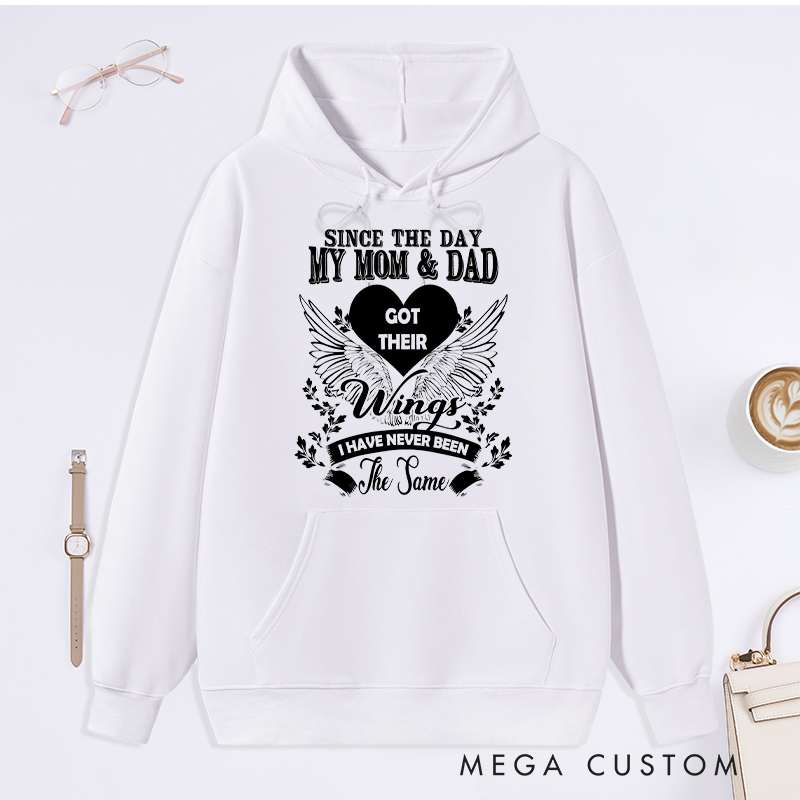 Personalized Memorial Hoodie Wings Heart Grief Journey Sympathy Gift for Loss of Parents Tribute
