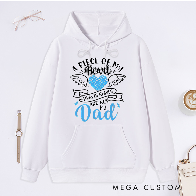 Personalized Memorial Hoodie Sympathy Gift Dad Memorial Sweatshirt Puzzle Heart Wings a Piece of My Heart in Heaven