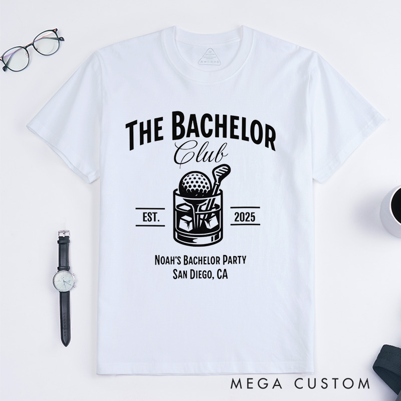Personalized Groom Bachelor Club T-Shirt Golf Lover Bachelor Party Shirt Groomsman Proposal T-Shirt for Best Man Usher
