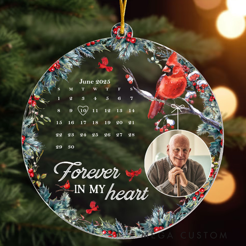 Personalized Acrylic Photo Christmas Ornament Forever IN MY heart Sympathy Gift for Loss of Father