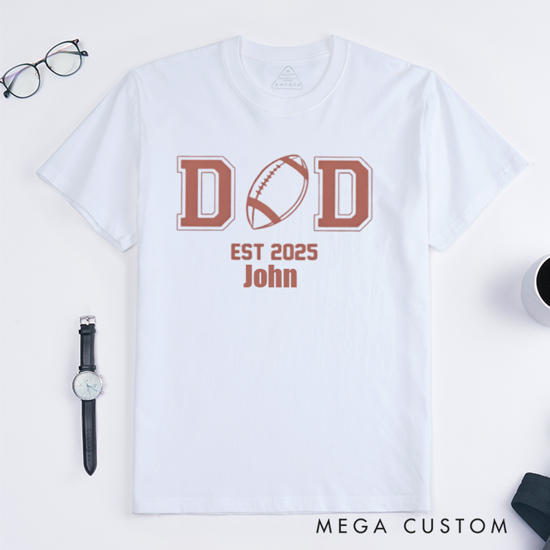 Personalized American Football Fan Dad Shirt Customized Name Date Classic T-shirt