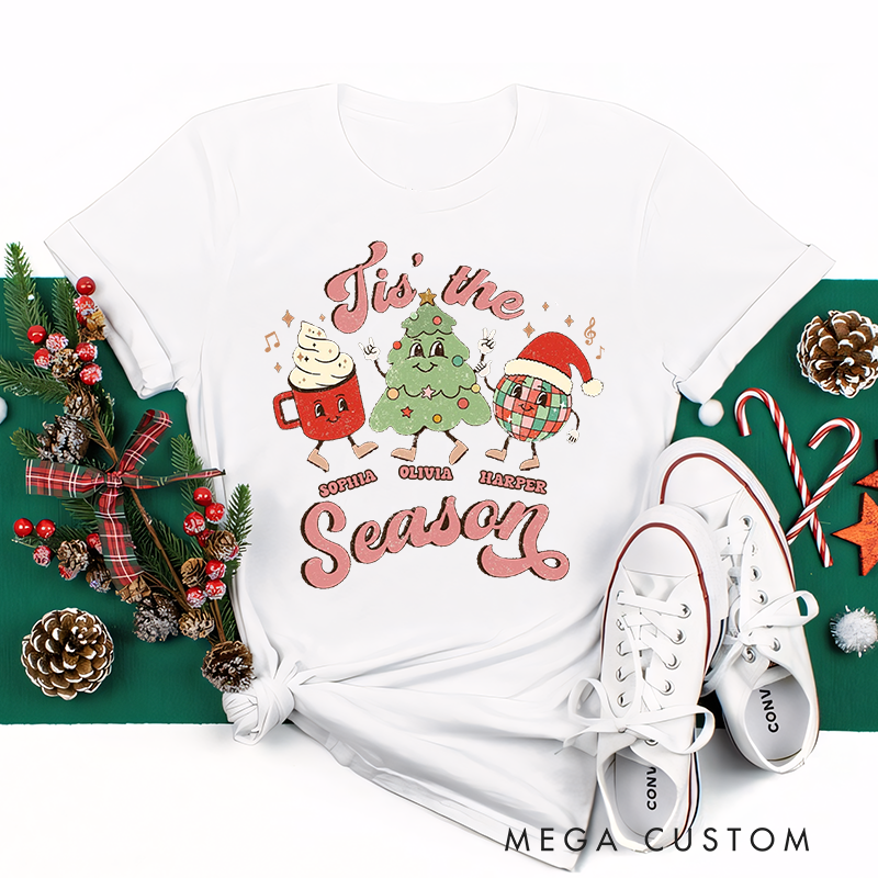 Personalized Classic T-Shirts Tis the Season Tee Vintage Christmas Tee