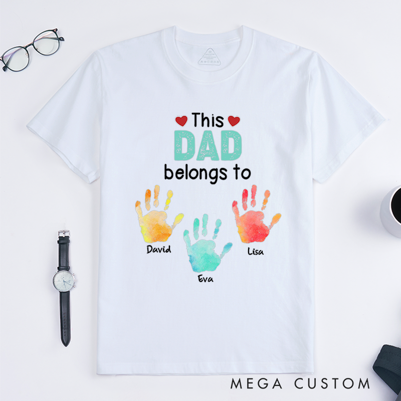 Personalized This Belongs to Theme Colorful Handprint Pattern Design Classic T-shirt