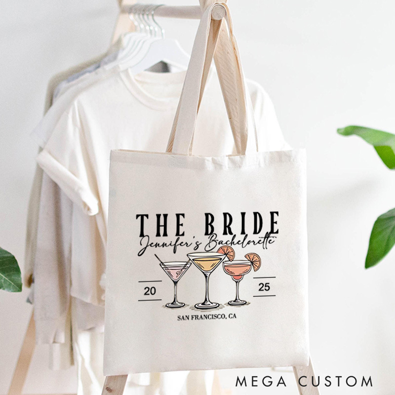 Personalized Bridesmaid Cocktail The Bach Club Canvas Tote Bag Bride Wedding Location Beach Bag Maid of Honor Bachelorette Party Bridal Shower Gift