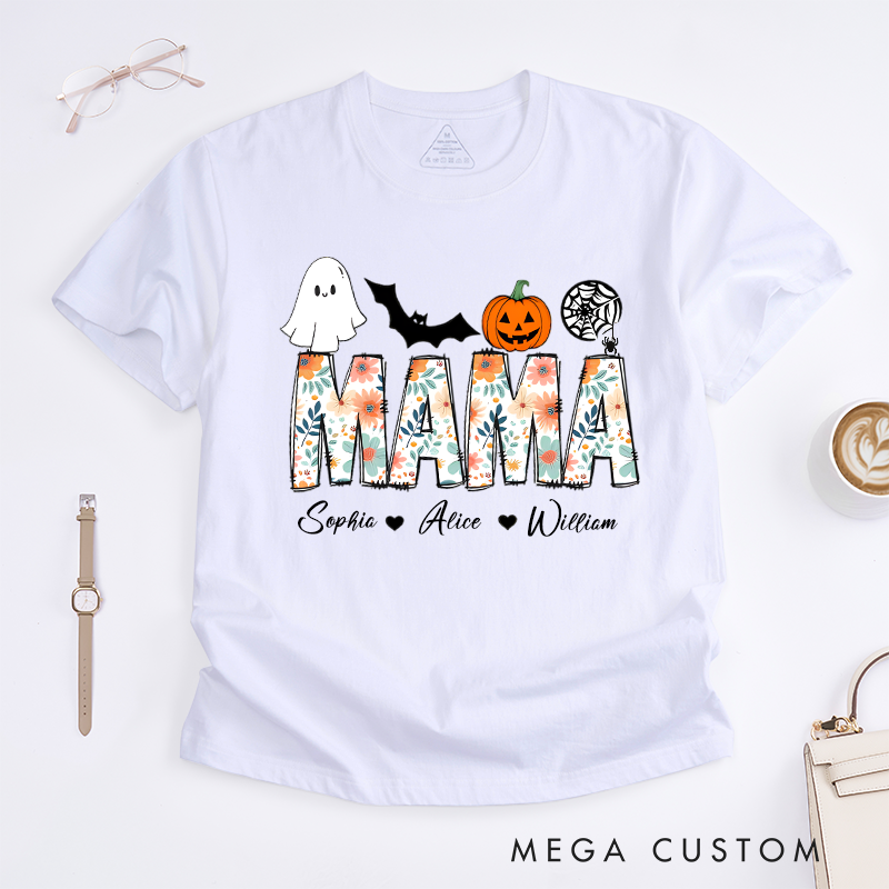 Personalized Halloween Strange Mom Theme Flower Pattern Font Design Family Matching Outfit