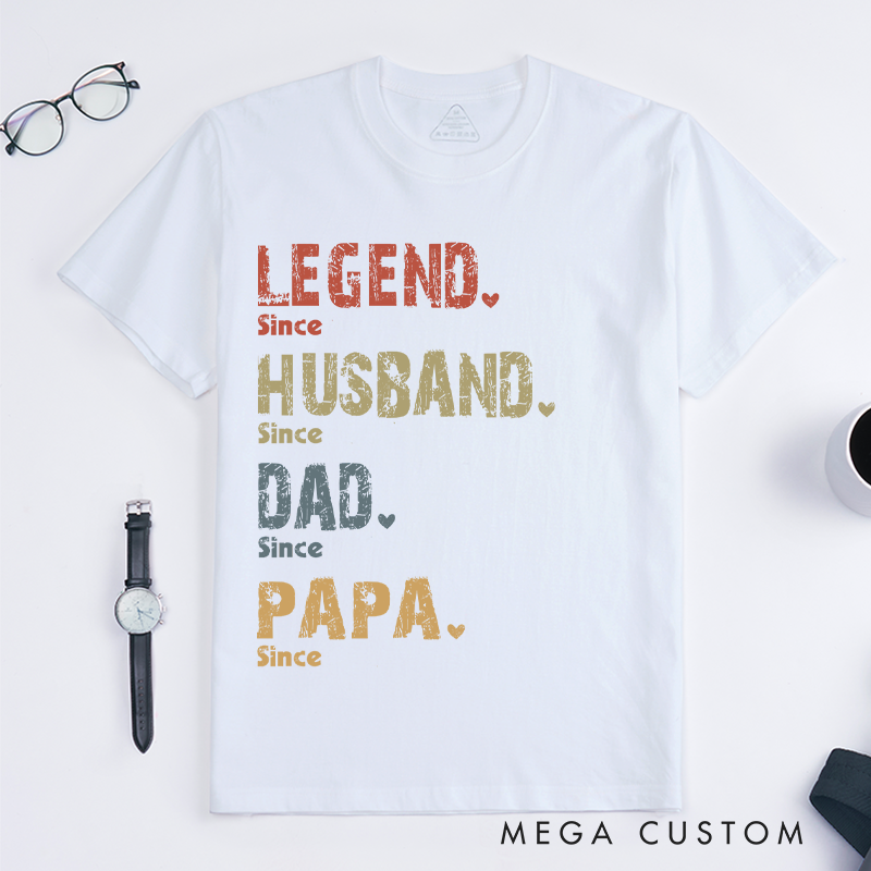 Personalized Legend Husband Dad and Papa Since Classic T-shirt Father's Day Birthday Gifts for Dad Grandpa