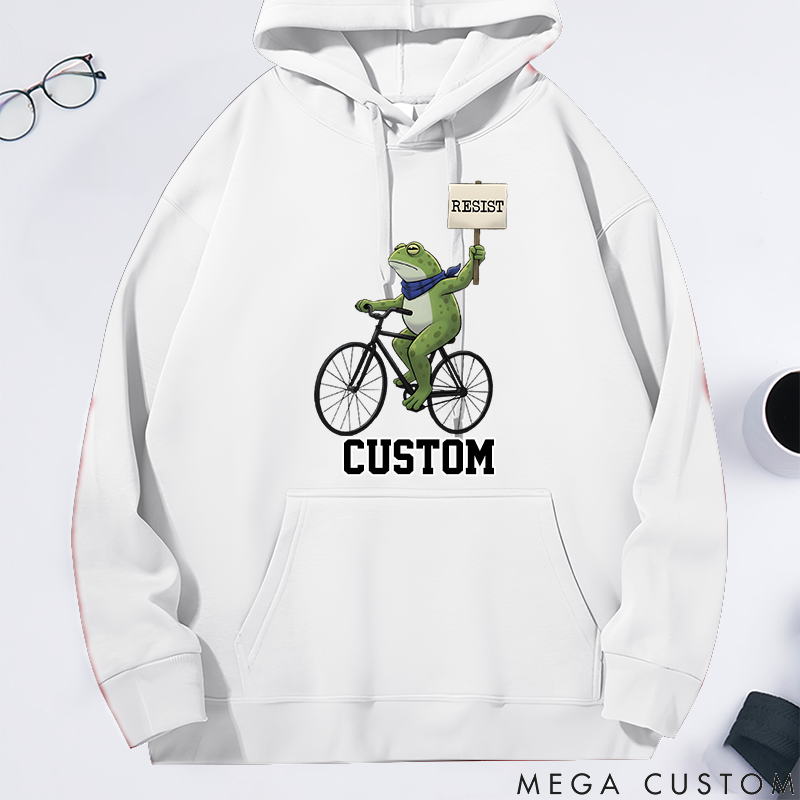 Personalized Classic Hoodie Portland Bicycle Frog Protest Design