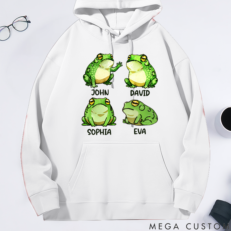 Personalized Classic Hoodie Fun Frog Family Pattern Design