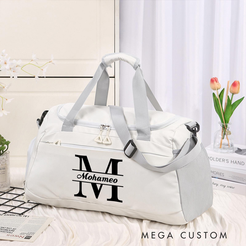 Personalized Duffel Bag Gift for Traveler Custom Name and Initial