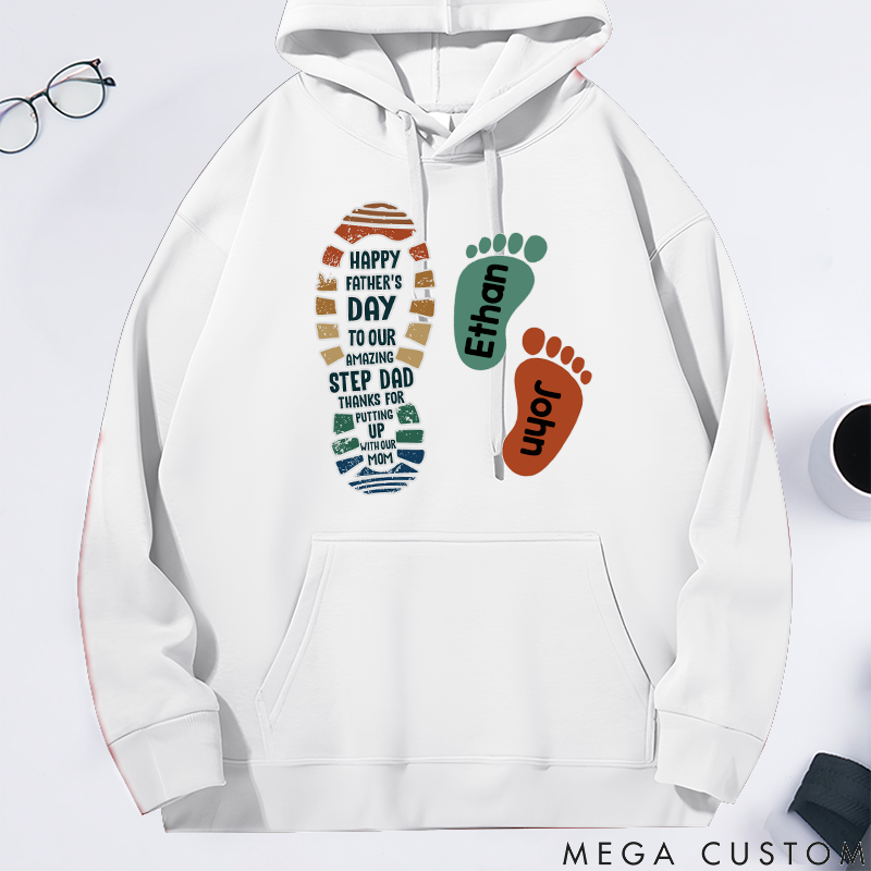 Personalized Family Hoodie Footprint Pattern Design Thank You for Tolerating Us