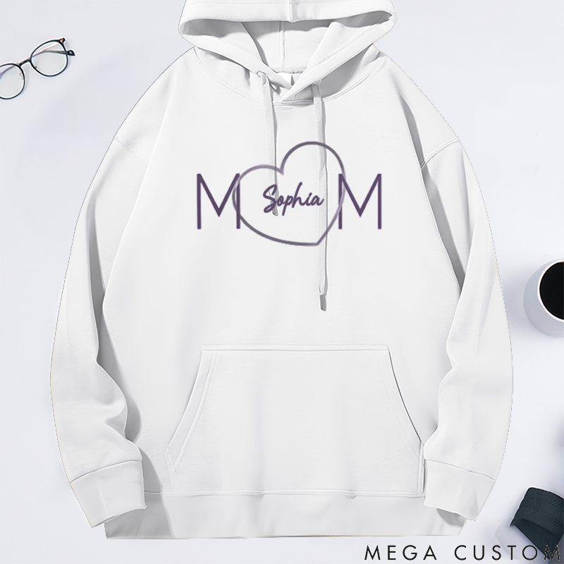 Personalized Classic Hoodie Love Mom Creative Heart Design