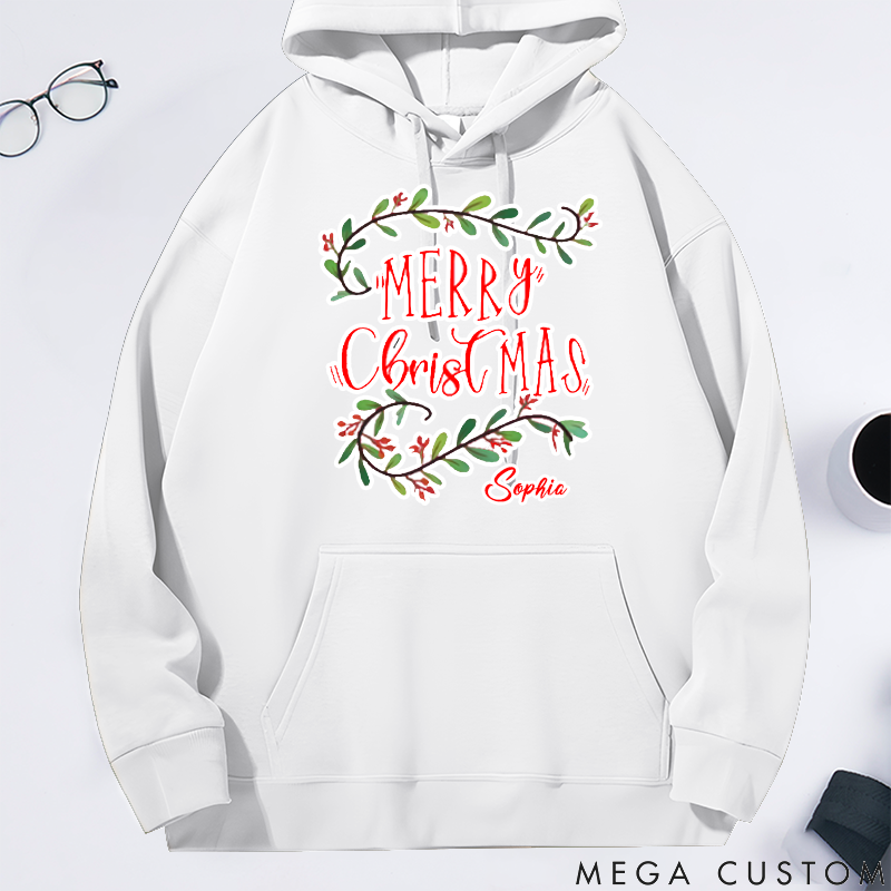 Personalized Classic Hoodie Merry Christmas Themed Minimalist Design