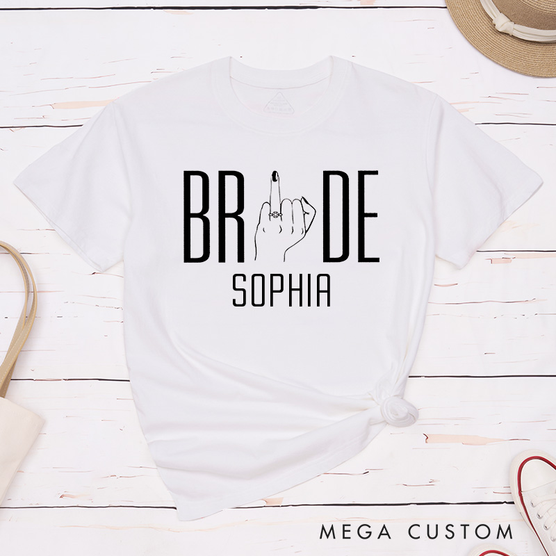 Personalized Minimalism Bride Hand with Ring Matching T-Shirt Bride Tribe T-Shirt Wedding Hen Party T-Shirt Bachelorette Party Gift