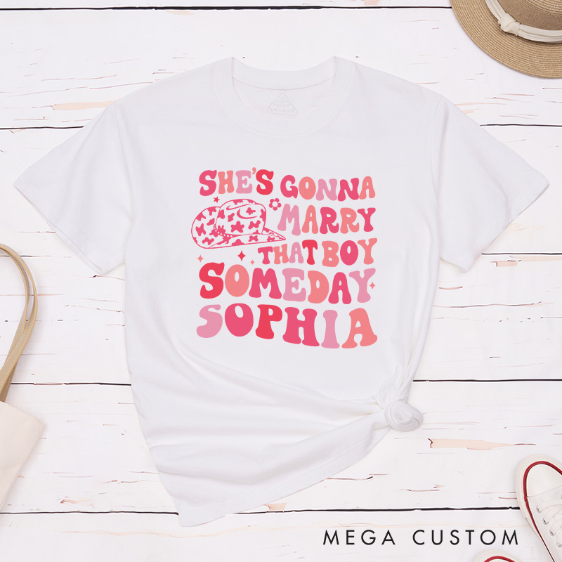 Personalized Country Bride She's Gonna Marry That Boy Matching T-Shirt Bridesmaid Cowgirl Hat T-Shirt Team Bride Wedding Bachelorette Party Gift