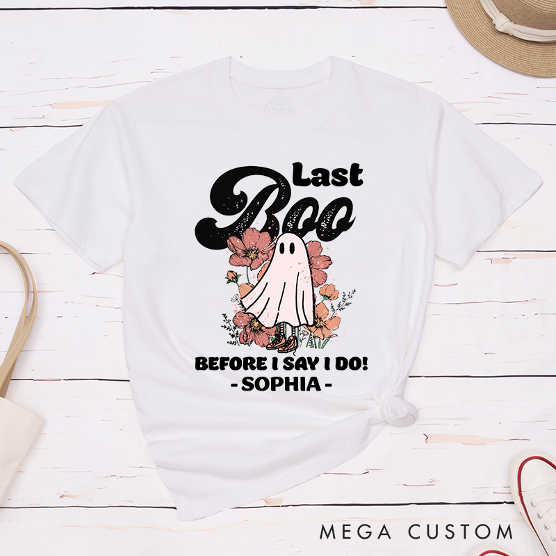 Personalized Bride Last Boo Before I Say I Do Matching T-Shirt Bride's Boo Crew T-Shirt Bridesmaid Halloween T-Shirt Bachelorette Party Gift