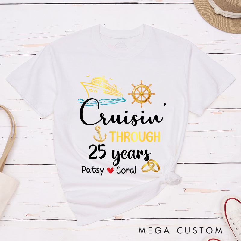 Personalized 25th Anniversary T-Shirt 25 years Cruise Anniversary Shirts Couple Anniversary Gift T-Shirts for Husband Wife