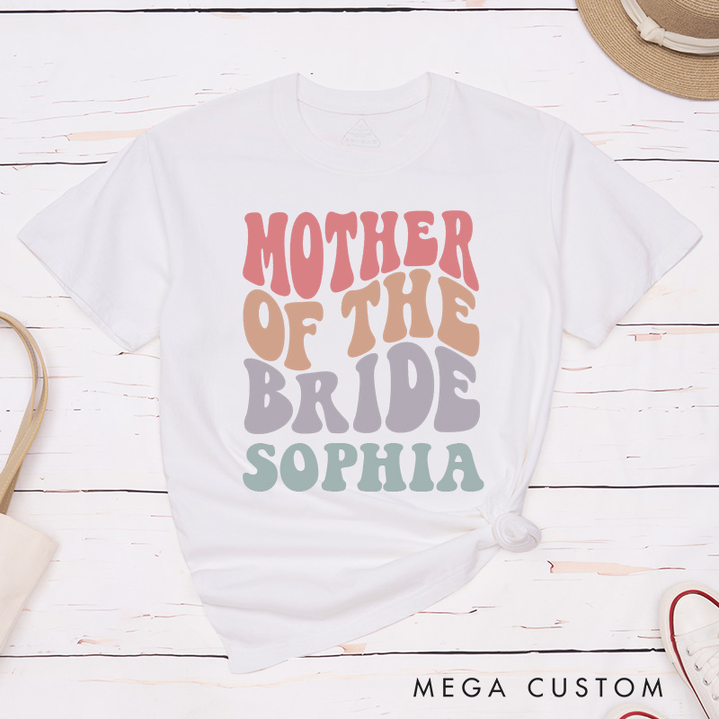 Personalized Colorful Mother of the Bride Matching T-Shirt Retro Mother of the Groom T-Shirt MOB MOG Wedding Day T-Shirt Bachelorette Party Gift