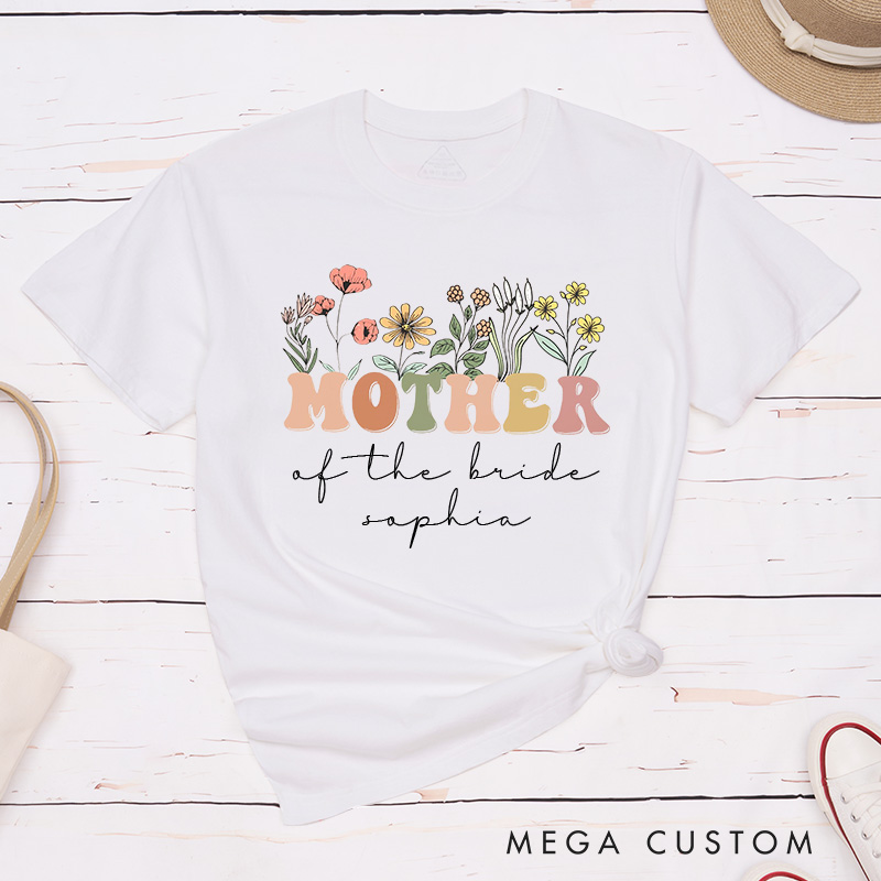 Personalized Vintage Floral Mother of the Bride Matching T-Shirt Mother of the Groom T-Shirt Wedding Day T-Shirt MOB MOG Bachelorette Party Gift