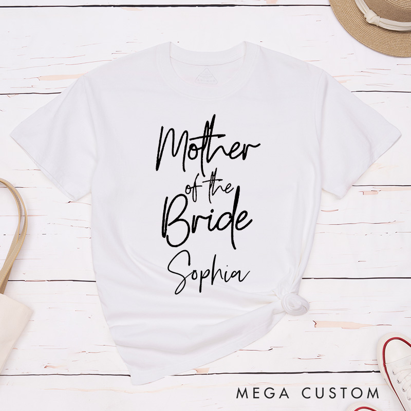 Personalized Minimalist Mother of the Bride Matching T-Shirt Modern Mother of the Groom T-Shirt MOB MOG Wedding Day T-Shirt Bachelorette Party Gift