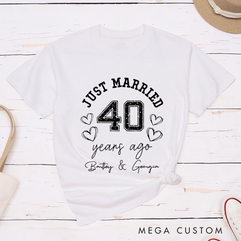 Personalized Couple 40th Anniversary T-Shirt Just Married 40 Years Ago Shirts Anniversary Tees for Wife Husband
