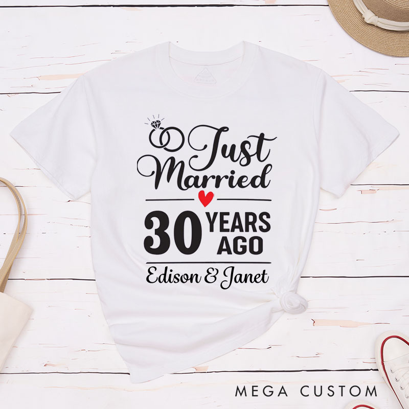 Personalized Couple 30th Anniversary T-Shirt Just Married 30 Years Ago T-Shirt 30 YRS Anniversary Tees for Wife Husband
