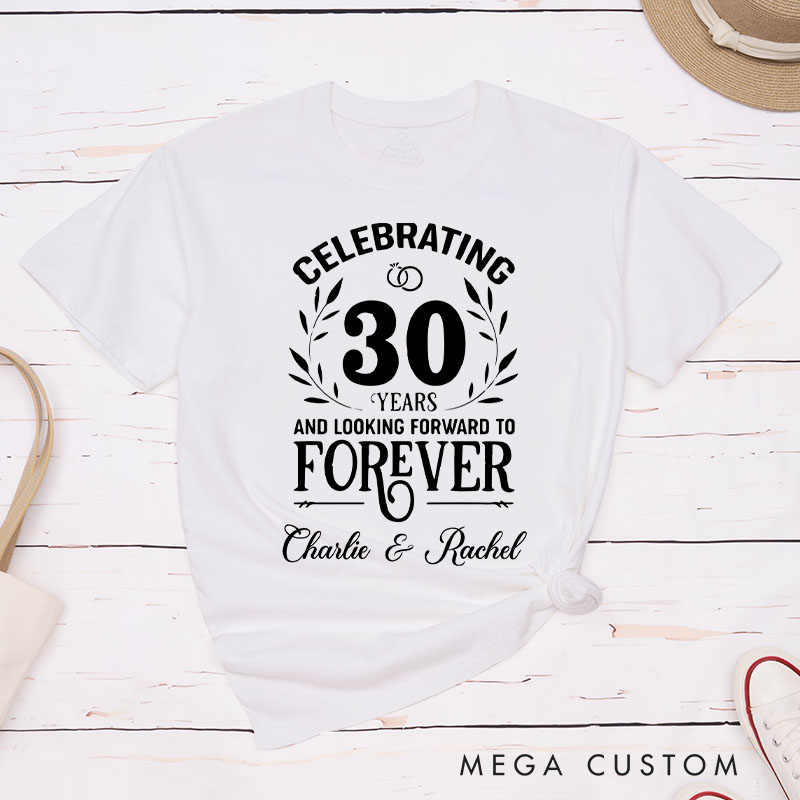 Personalized Couple 30th Anniversary T-Shirt Celebrating 30 Years Forever Together T-Shirt 30 YRS Anniversary Tees for Wife Husband