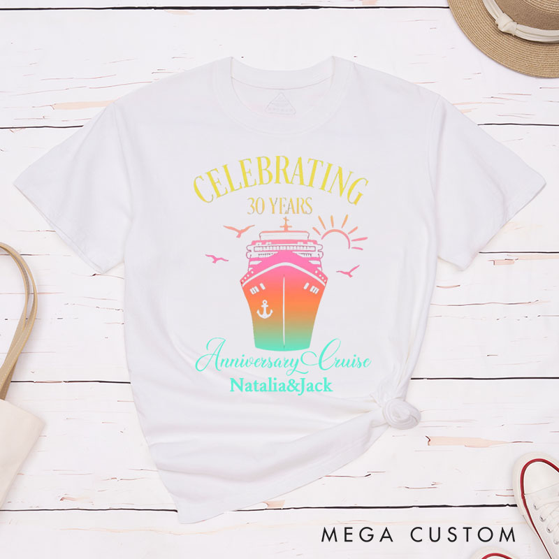 Personalized Couple 30th Cruise Anniversary T-Shirt Celebrating 30 Years Anniversary Cruise Shirt Wife Husband Anniversary Tees