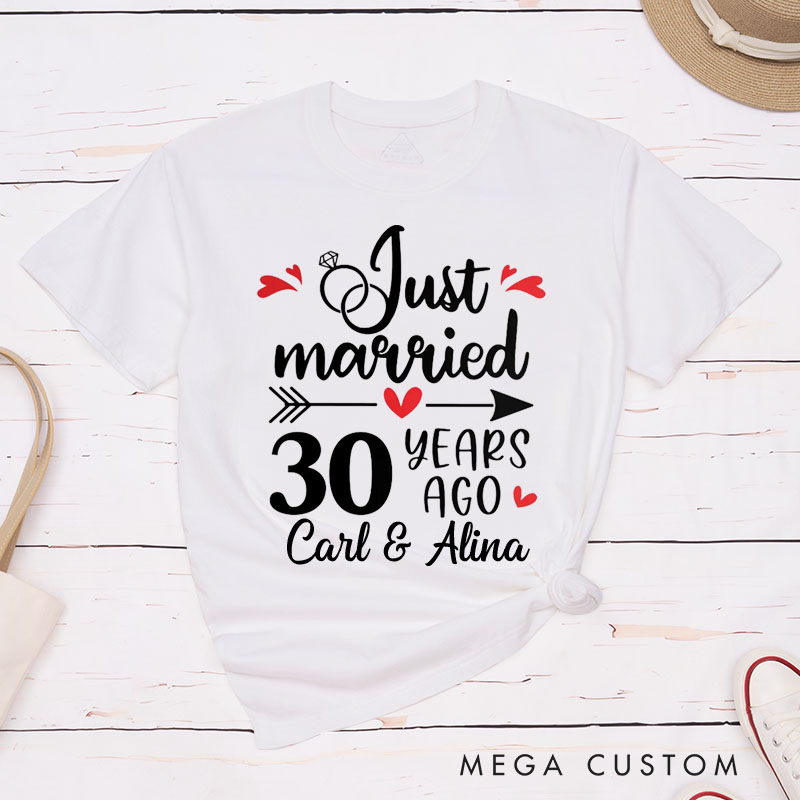 Personalized Couple 30th Cruise Anniversary T-Shirt Just Married 30 Years Ago Anniversary Romantic Wife Husband Anniversary Tees
