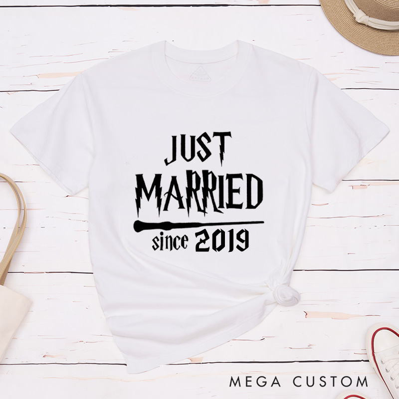 Personalized Magical Just Married with Year Newlyweds Matching Wedding Couple Classic T-Shirt