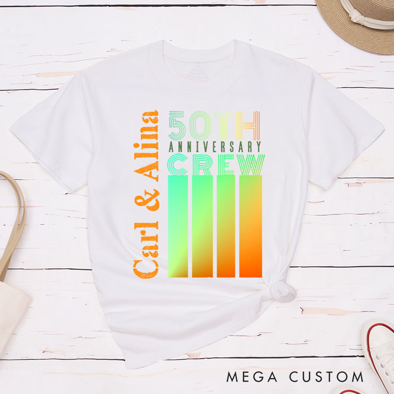 Personalized Couple 30th Cruise Anniversary Crew T-Shirt Modern Celebration Anniversary Shirt Couple T-Shirts for Husband Wife