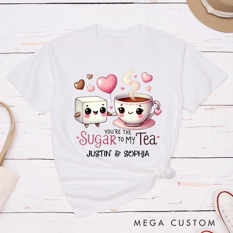 Personalized Couple You're the Sugar to My Tea Matching T-Shirt Valentine's Day T-Shirt for Husband Wife Boyfriend Girlfriend Gift for Hubby Wifey