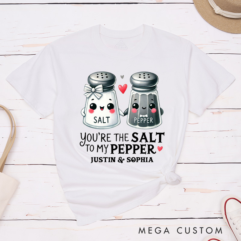 Personalized Couple You're the Salt to My Pepper Matching T-Shirt Valentine's Day T-Shirt for Husband Wife Boyfriend Girlfriend Gift for Hubby Wifey