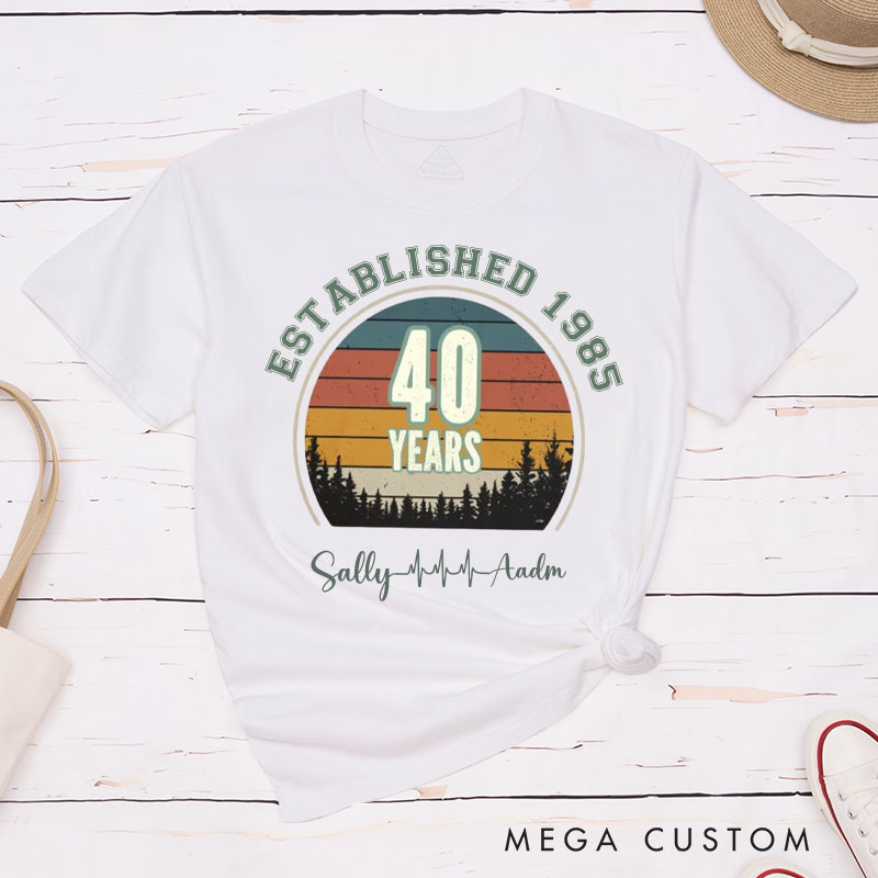 Personalized Couple 40th Anniversary T-Shirt Established 1985 40th Years Anniversary Shirts Couple Anniversary T-Shirts for Wife Husband