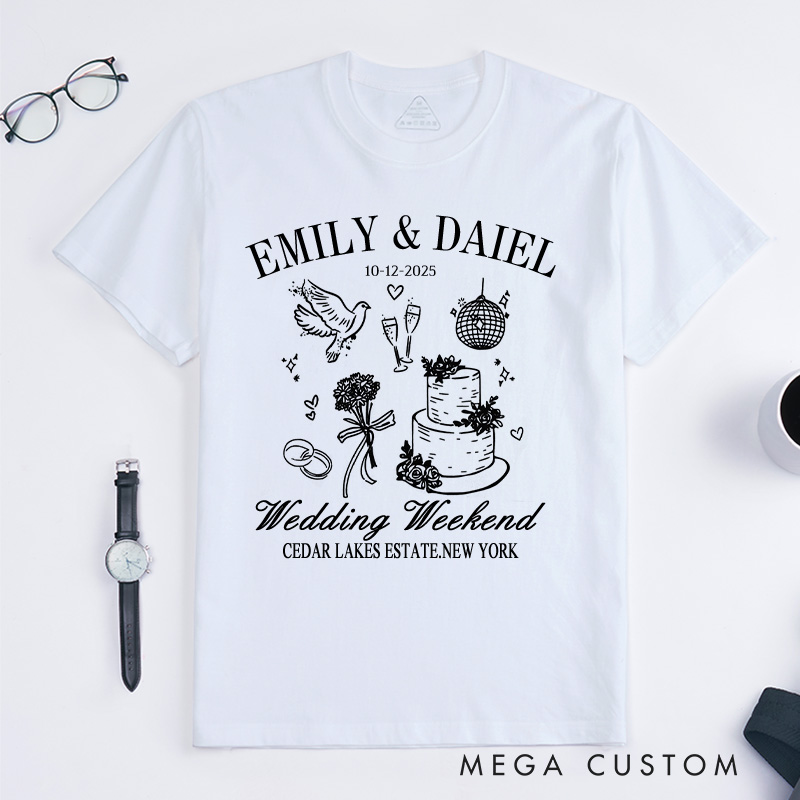 Personalized Wedding Weekend T-Shirt Groom Wedding Memorial T-Shirt Wedding Party Gift Shirt For Men Gift For Groom
