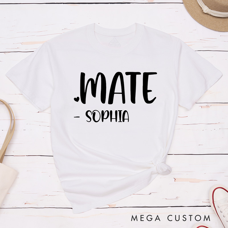 Personalized Couple Soul Mate with Heart Matching T-Shirt Valentine's Day T-Shirt for Husband Wife Boyfriend Girlfriend Gift for Hubby Wifey