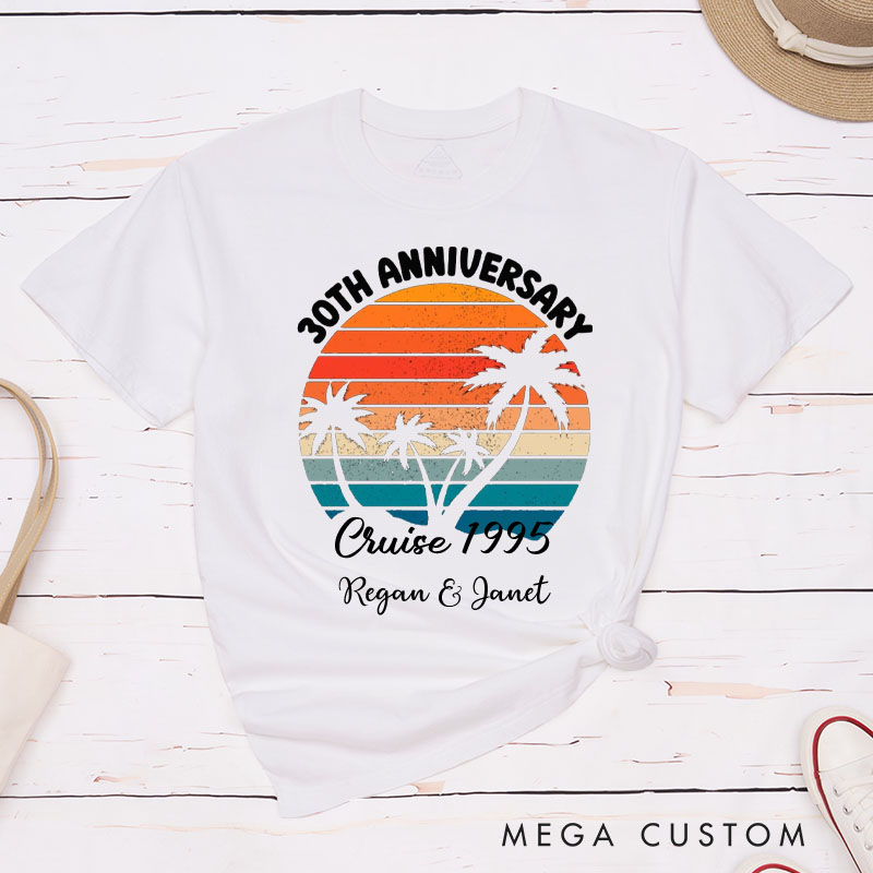 Personalized Couple 30th Anniversary T-Shirt 30th Anniversary Cruise Tropical Celebration Anniversary Shirt Couple Gift Tee for Husband Wife 