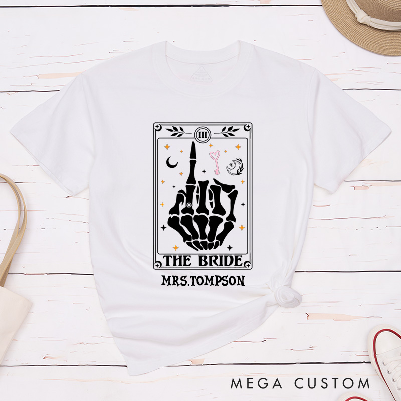 Personalized Tarot Card Skeleton Funny Gesture Bride and Groom Wedding Couple Classic T-Shirt